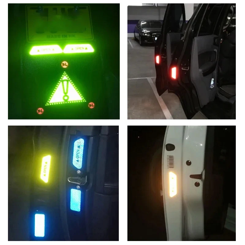 1/2/3/4Set Car Door Stickers DIY Car Reflective Tape Warning Mark Reflective Open Notice Bicycle Accessories Car Decoration