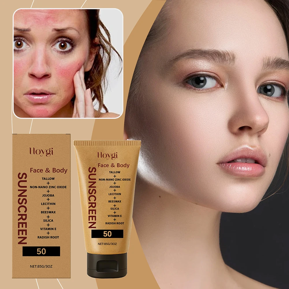 Protector solar de sebo de res Mineral SPF50, locin facial hidratante nutritiva, frmulas ligeras no grasas, producto para el cuidado de la piel