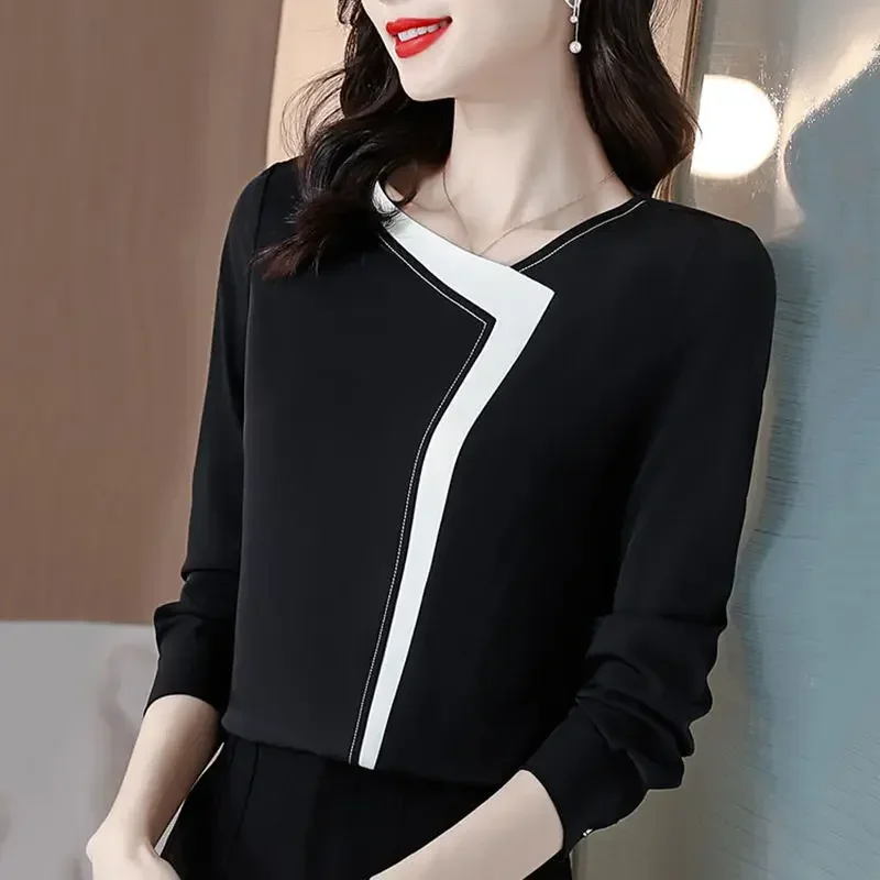 Women's Chiffon Shirt Spring Autumn New 2025 Senior Sense of Design Niche Elegant Commute Montage Insert Anti-wrinkle Fashion