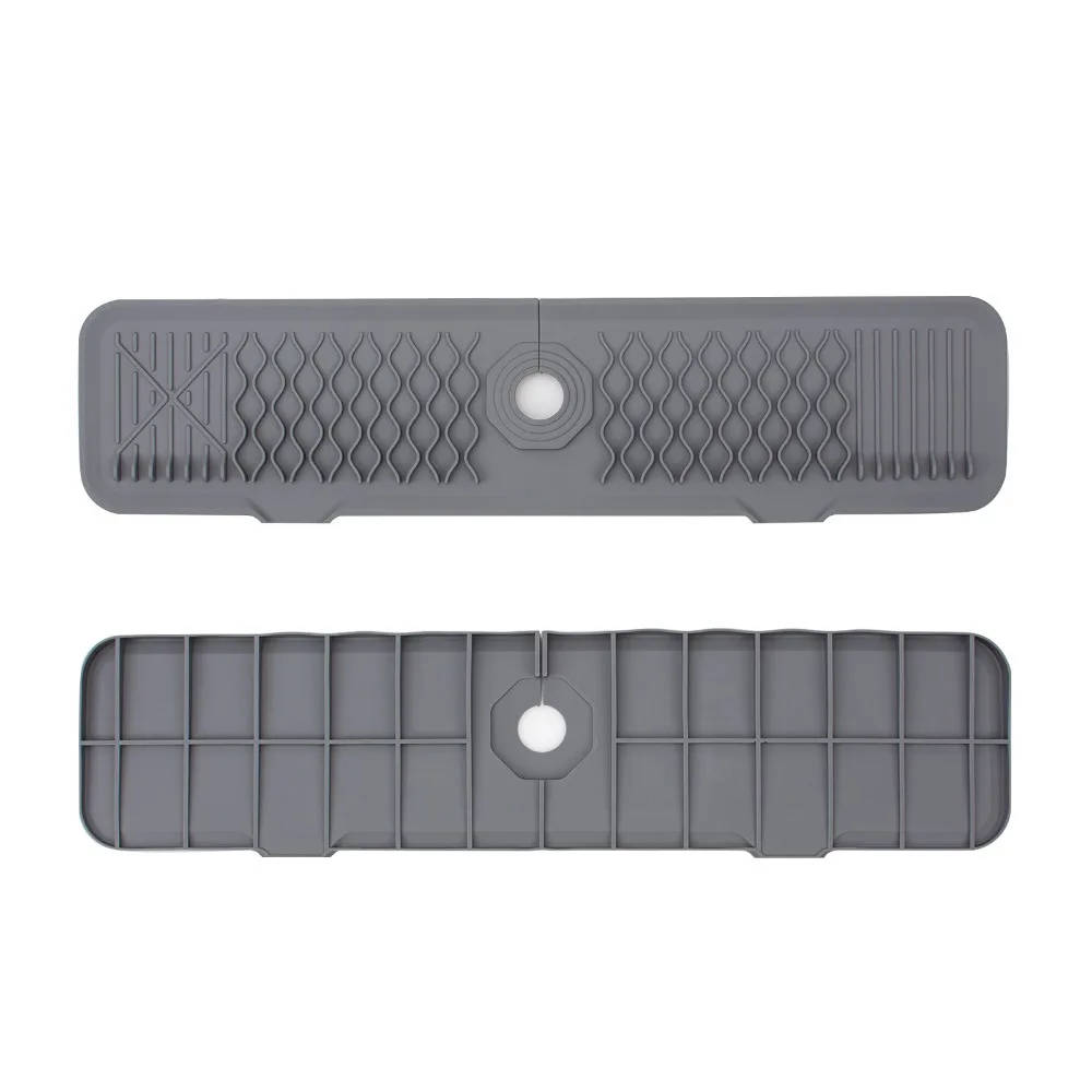 

Sink Faucet Mat Silicone Faucet Splash Guard Slope Design Foldable Sink Draining Pad Extended Soft Sink Protectors Mat Bathroom