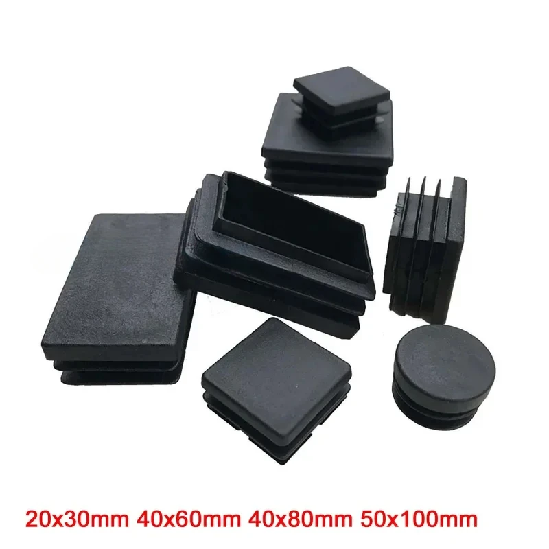 

10/20/30Pcs PE Plastic Square Pipe Plugs 20x30 40x60 40x80 50x100mm Black Hole End Caps Inserts Plug Chair Foot Pad