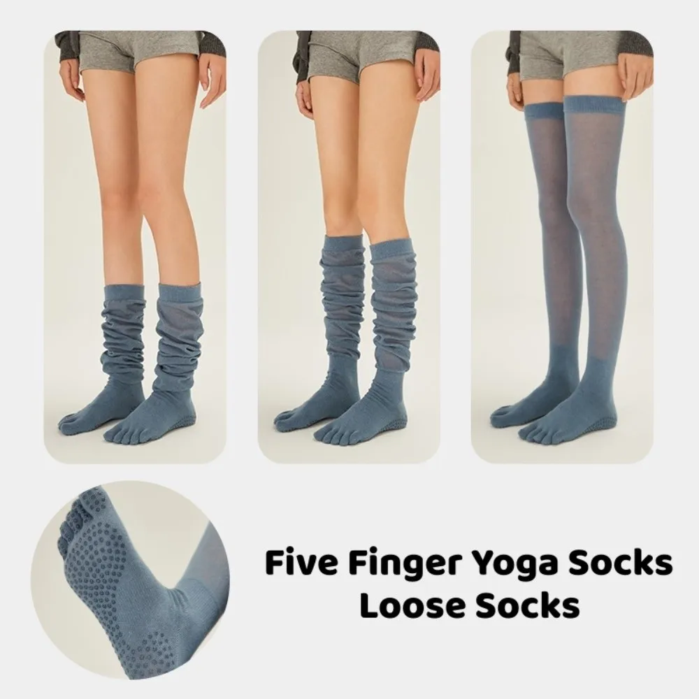 

Fashion Cotton Five Finger Yoga Socks Non-Slip Breathable Over Knee Socks Split Toe Loose Socks Ladies