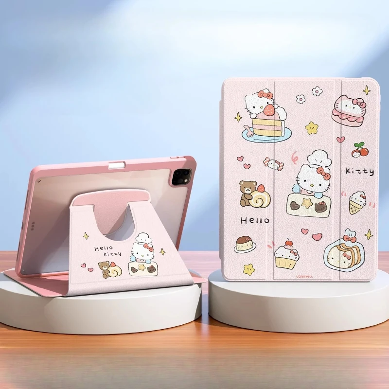 

MINISO Hello Kitty For iPad Case ipad Air 4 5 10.9in M2 M3 Pro4 5 6 M4 Protective case Ipad 9/10/11 A16 10.2in 11in Tablet Cover