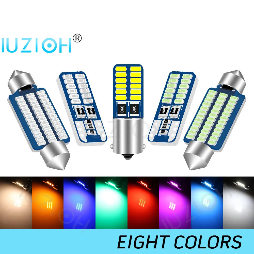 IUZIOH 12V 24V C10W C5W Led Bulb Festoon 31 mm Lamp T10 W5W BA9S 31mm 28mm 36mm 39mm 41mm Car Interior Light Warm White Red Blue