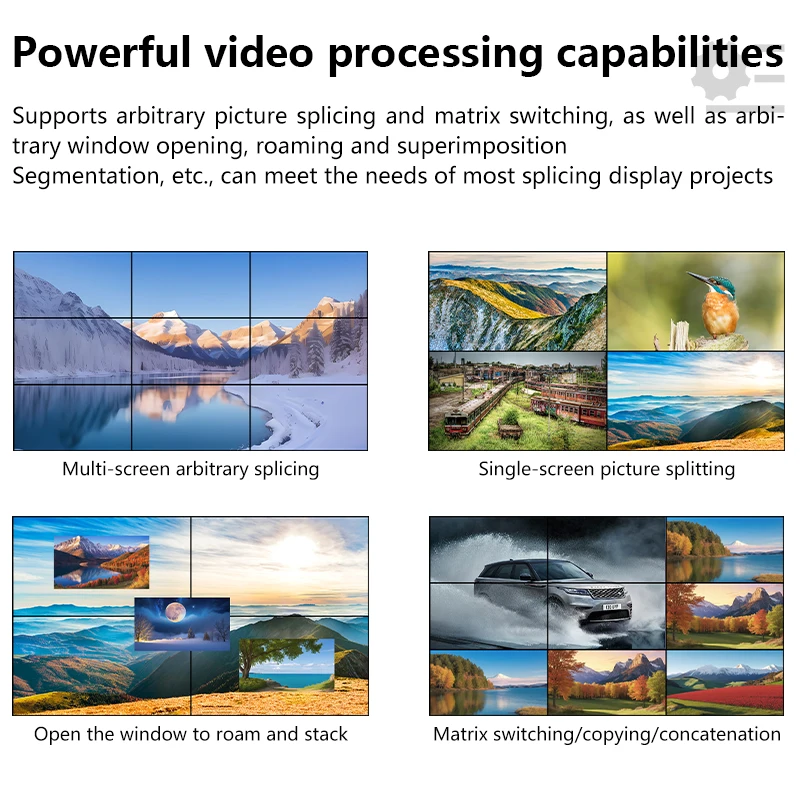 4K 8 in 8 out Multi-Screen-Bild Mosaik-Prozessorfenster HDMI-Video nahtloser Matrix-Umschalter