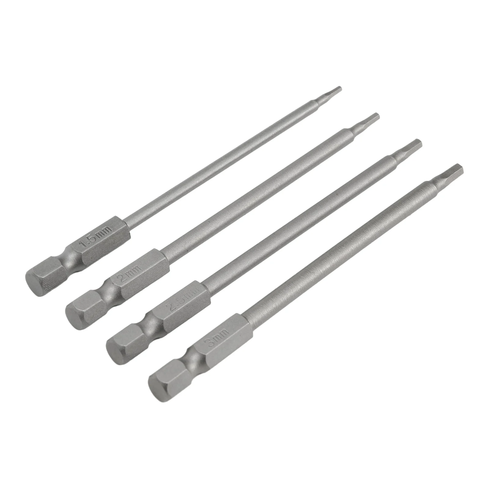 1/4pcs 1/4\'\' Hex Shank Screwdriver Bits 1.5/2.0/2.5/3.0mm Magnetic Batch Head Quick Connection For Impact Wrenches Screwdrivers