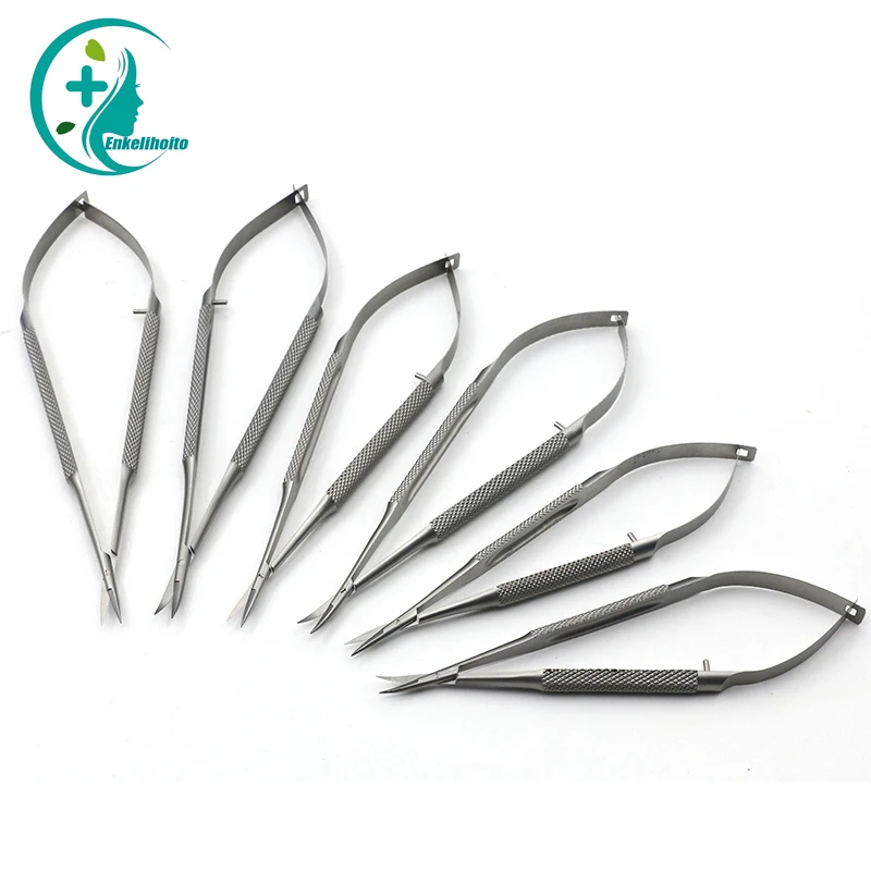 Eyebrow trimming scissors ophthalmic micro scissors straight end pointed elbow, and high-quality corneal scissors 12-18cm