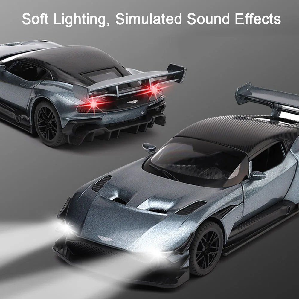 Model zabawki Vulcan DB12 w skali 1:32, miniaturowy supercar, odlew ze stopu, dźwięk, światło, otwierane drzwi, napęd na sprężynę, zabawki samochodowe sportowe, ozdoby.