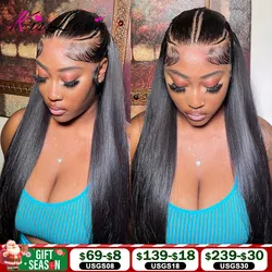 KissLove Straight Pre Braided Lace Front Wig Ready To Go Wigs Invisible HD Lace Frontal Wig Human Hair Pre Everything Done Wigs