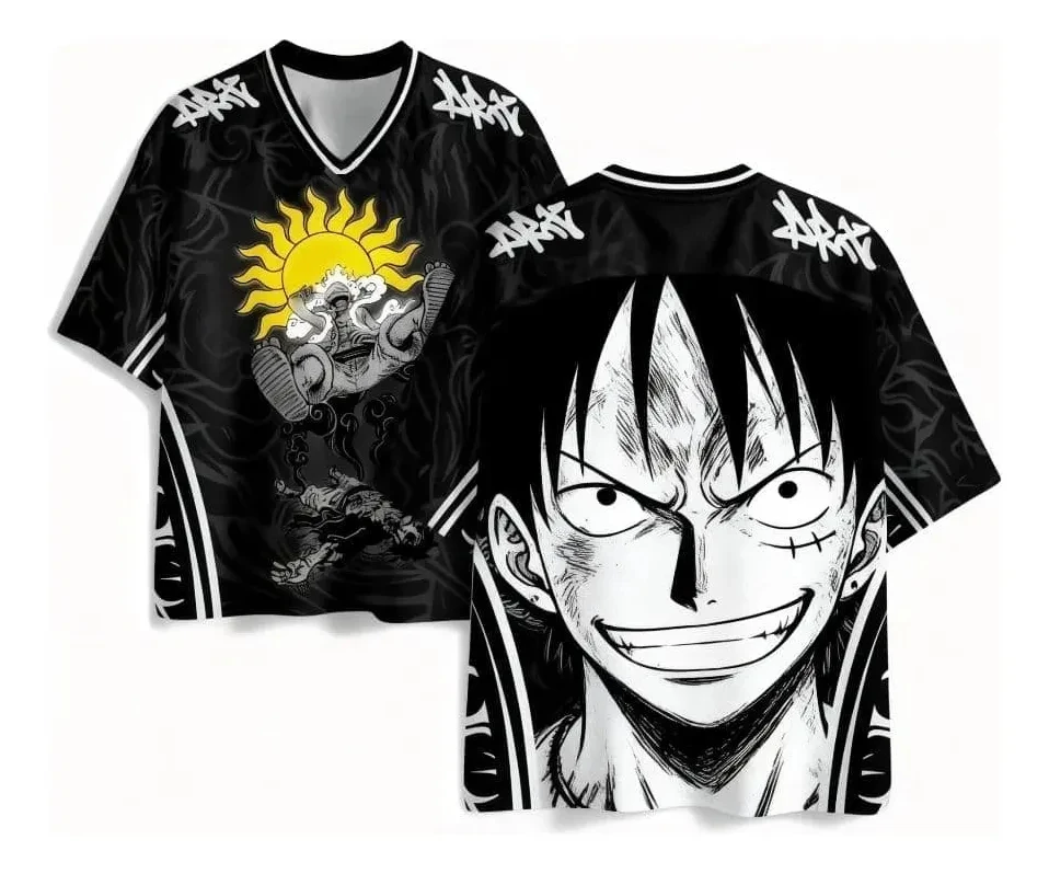 2026 Summer One Piece Luffy Retro Cosplay T-shirt Men's Oversized 3D Printed Short-sleeved Family Unisex Children's Sports Shirt