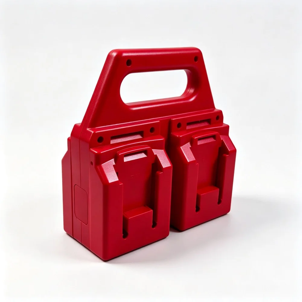 ABS For battery Storage Stand for For parkside 18V Batteries 4-Slot Red Holder Organizer Bracket 16.2 cm x 7.8 cm x 16.5 cm