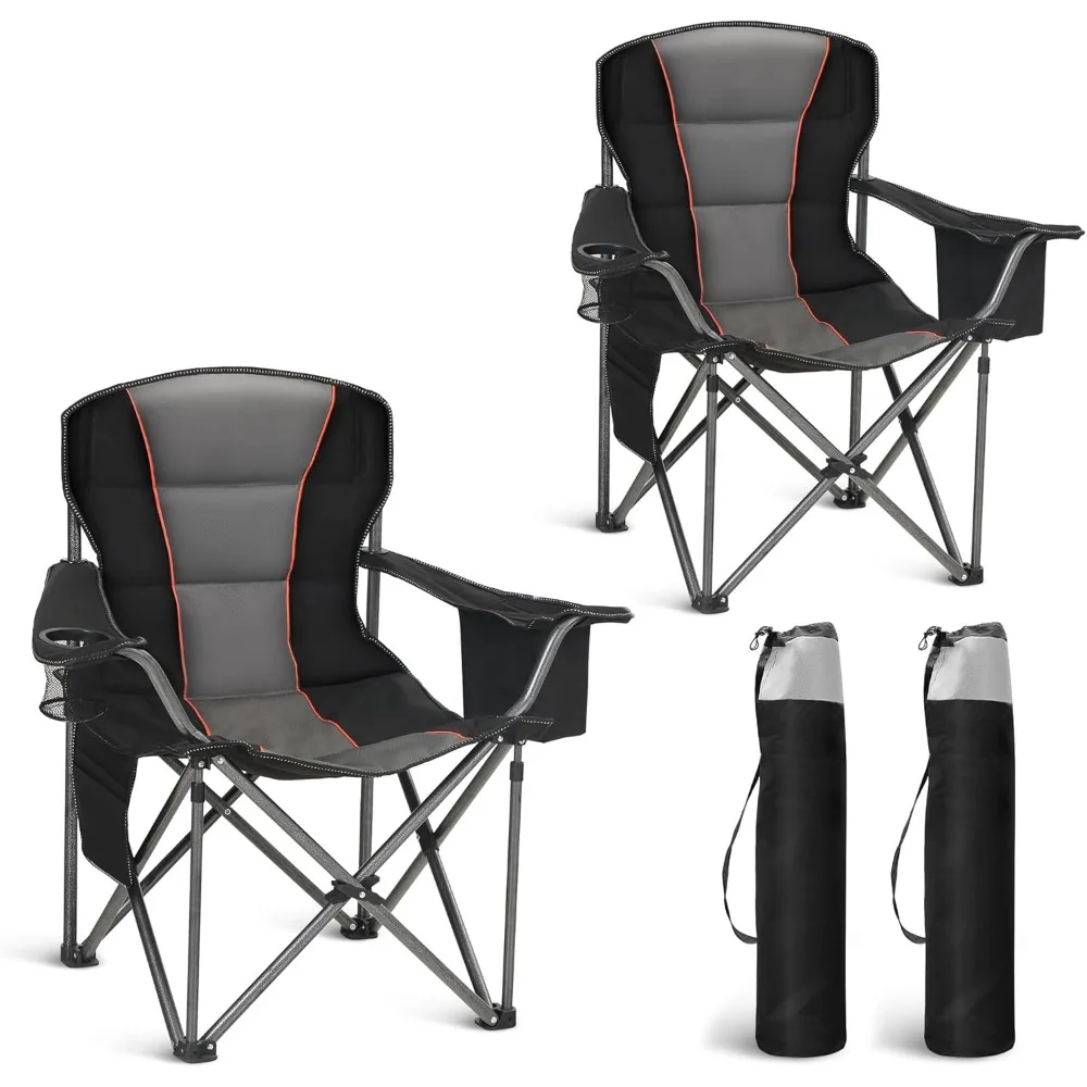 

Oversized Portable Camping Folding Chair, Heavy Duty Foldable Outdoor Chair, Camp Chair with Cup Holder and Cooler Bag for Caamp
