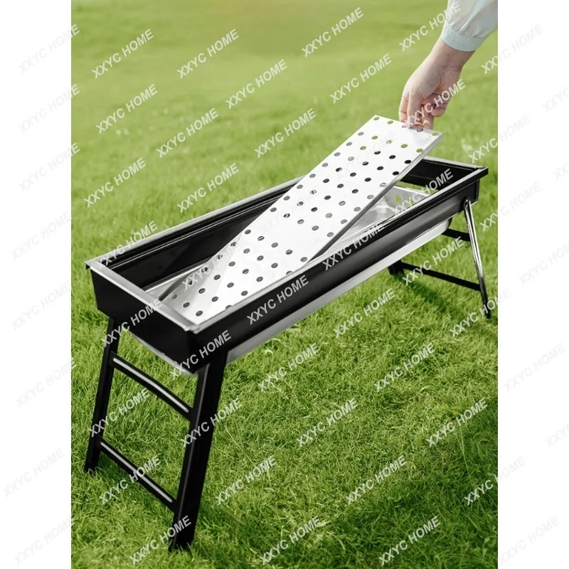 Outdoor Barbecue Stove Installation-Free Integrated Thickened Fold Portable Household Barbecue Tools