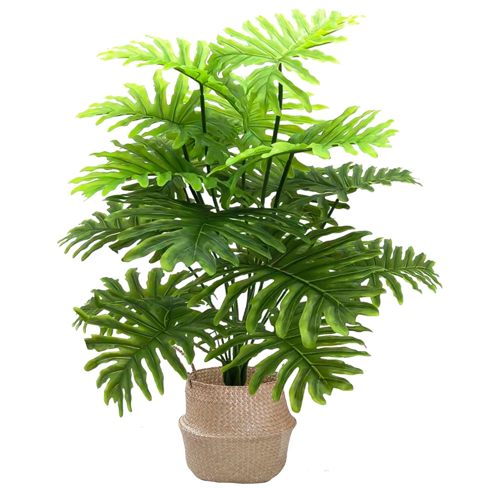 

68/70cm Fake Palm Tree Large Artificial Plants Tropical Monstera Fronds Big Coconut Leaf Plastic Green Tree For Home Floor Decor