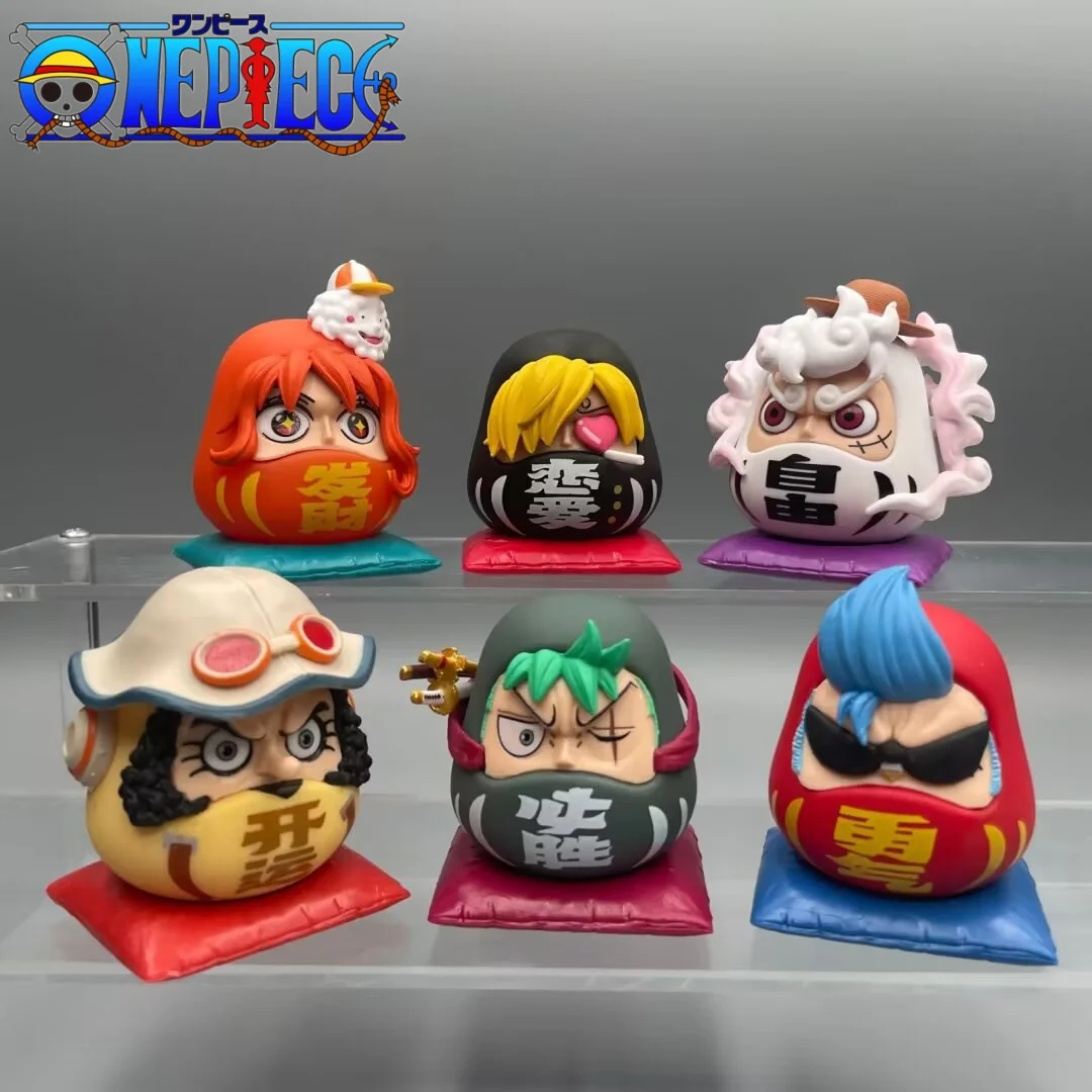 6pcs Anime One Piece Action Figures Daruma Nika Luffy Figurine Nami Franky Roronoa Zoro Sanji Pvc Collection Model Birthday Toys