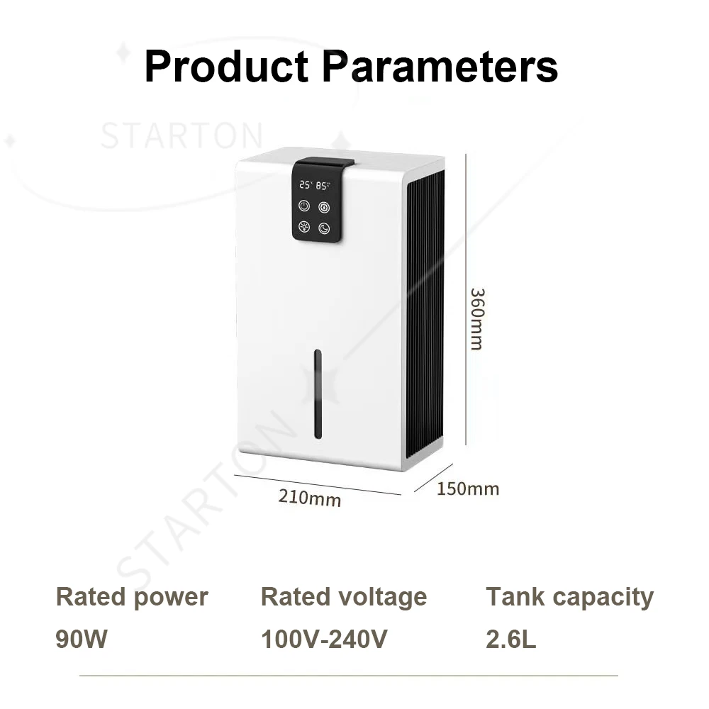 

Remote Control Dehumidifier Auto-off Desiccant Moisture Absorber Air Dryer Anion Purifier External Water Pipe