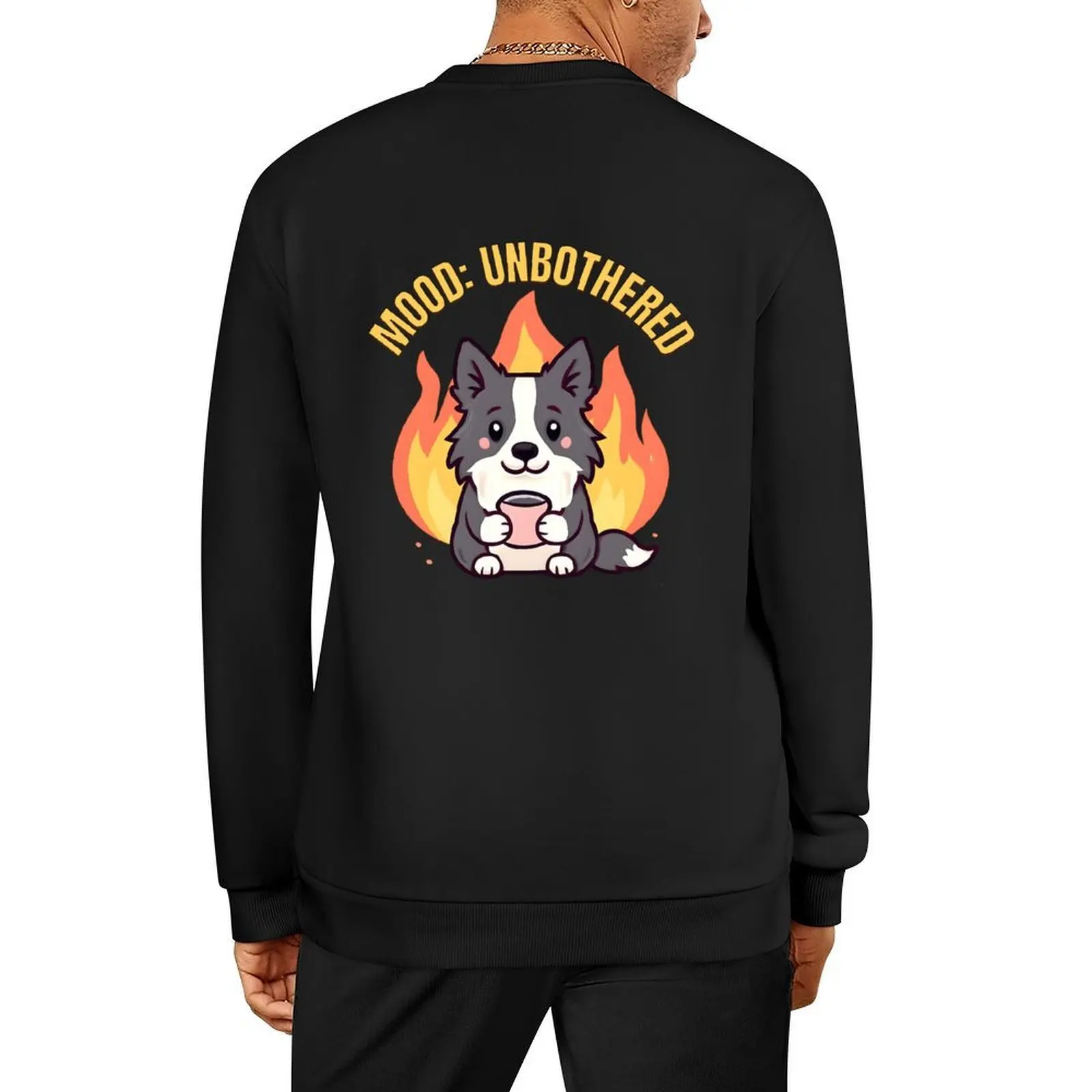 

Mood: Unbothered – Cute Fire Dog Pullover graphic t shirts men anime clothes blouse men's sweatshirt