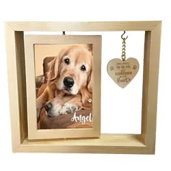 Pets Rotatable Photo Frame Memorial Desktop Photo Frame Heart Pendant Dog Memorial Home Table Decoration For Bedroom Living Room