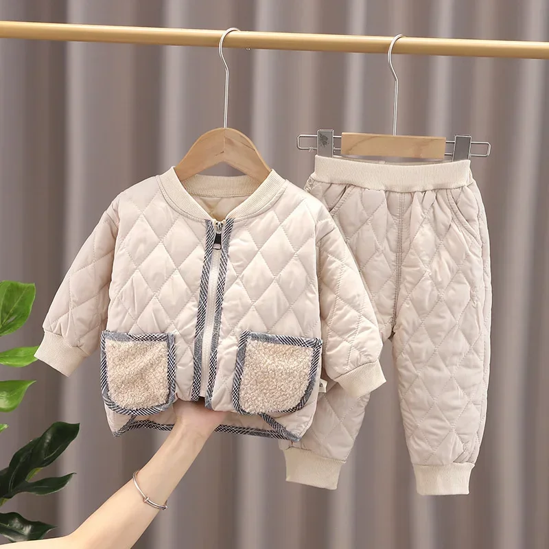 

Winter Children Keep Warm Clothes Autumn Kids Boys Girls Thicken Cotton Jacket Pants 2Pcs/sets Baby Infant Casual Tracksuits New