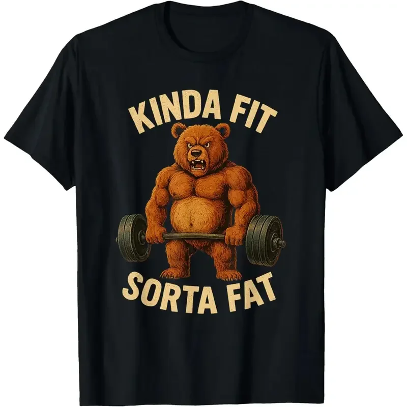 Men's Classic Comfy Cotton Short-Sleeve Round Neck Tshirt - Funny Casual Style, Breathable Soft Fabric, Relaxed Fit Gym Bear Weightlifting Top with 