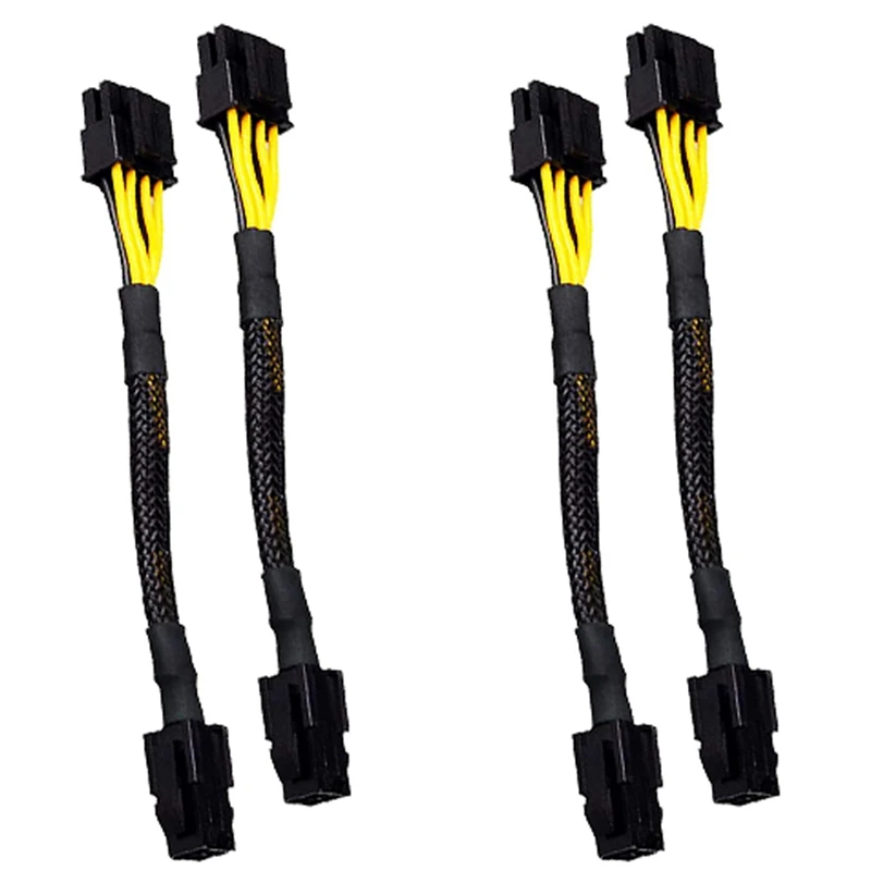 

4X ATX 4 Pin Female To Motherboard CPU 8(4+4) Pin Male EPS 12V Converter Adapter Extension Cable Braided Sleeved