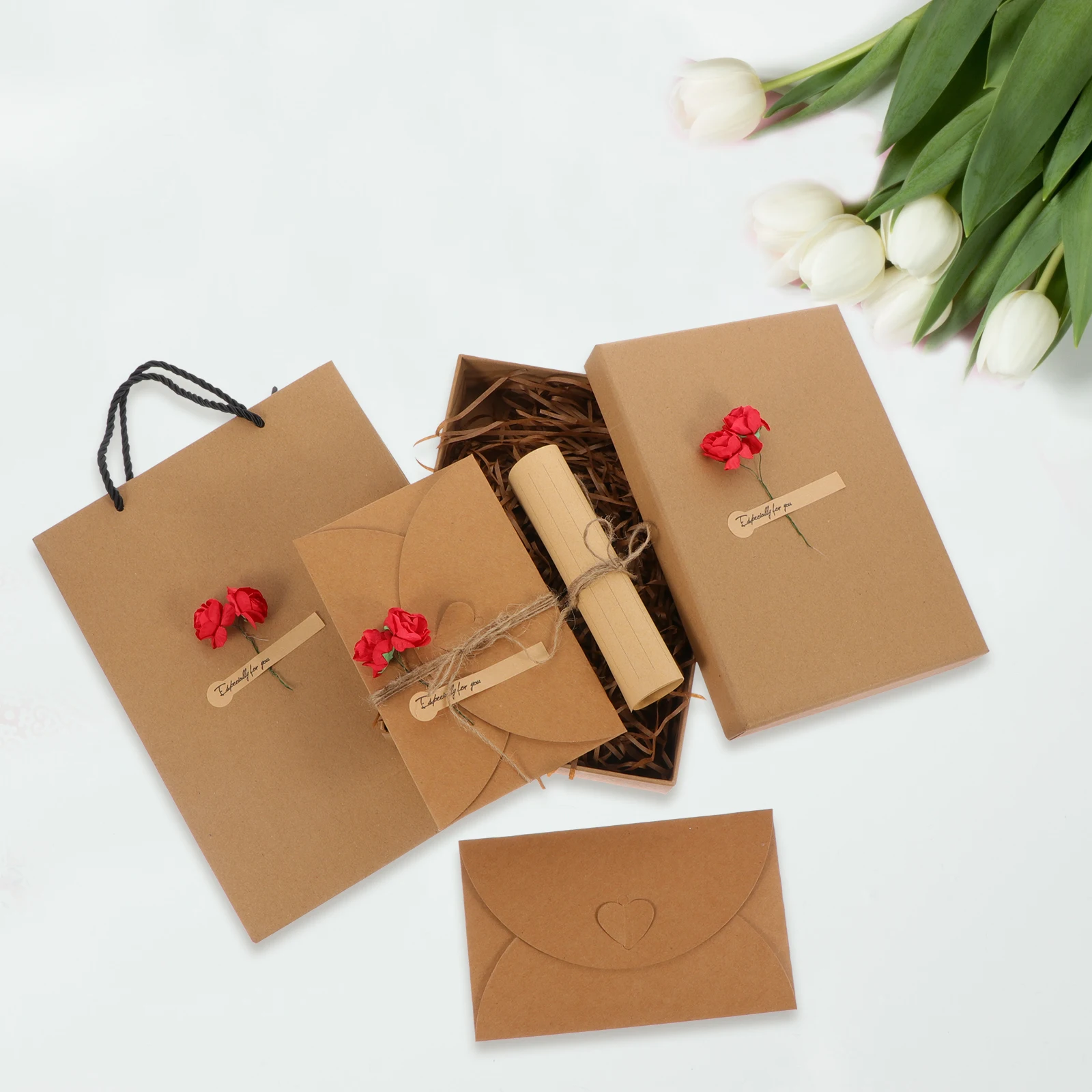 

Valentine Letter Paper Envelope Set Red Rose Writing Paper Smooth Surface Practical Romantic Letter Writing Set