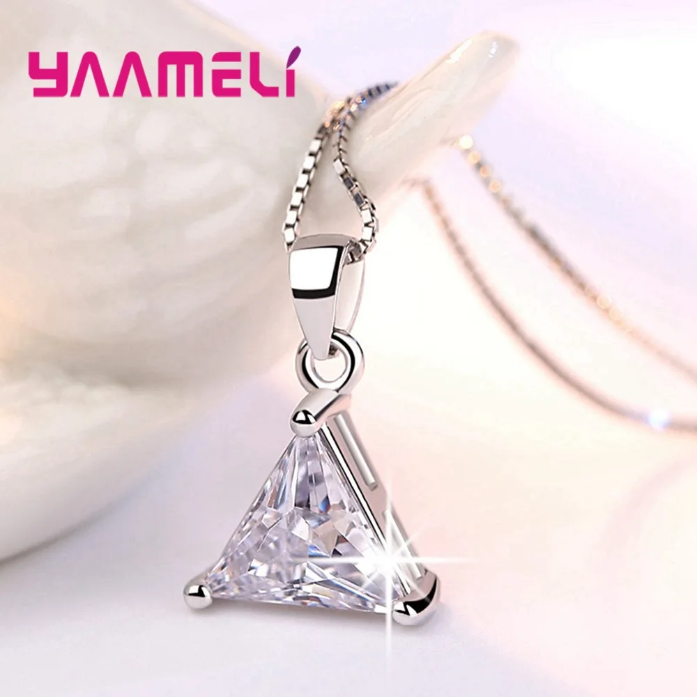 Excellent Cubic Zirconia Hot Selling Cute Triangle Pure 925 Sterling Silver Jewelry Sets Elegant Anniversary Gift for Women