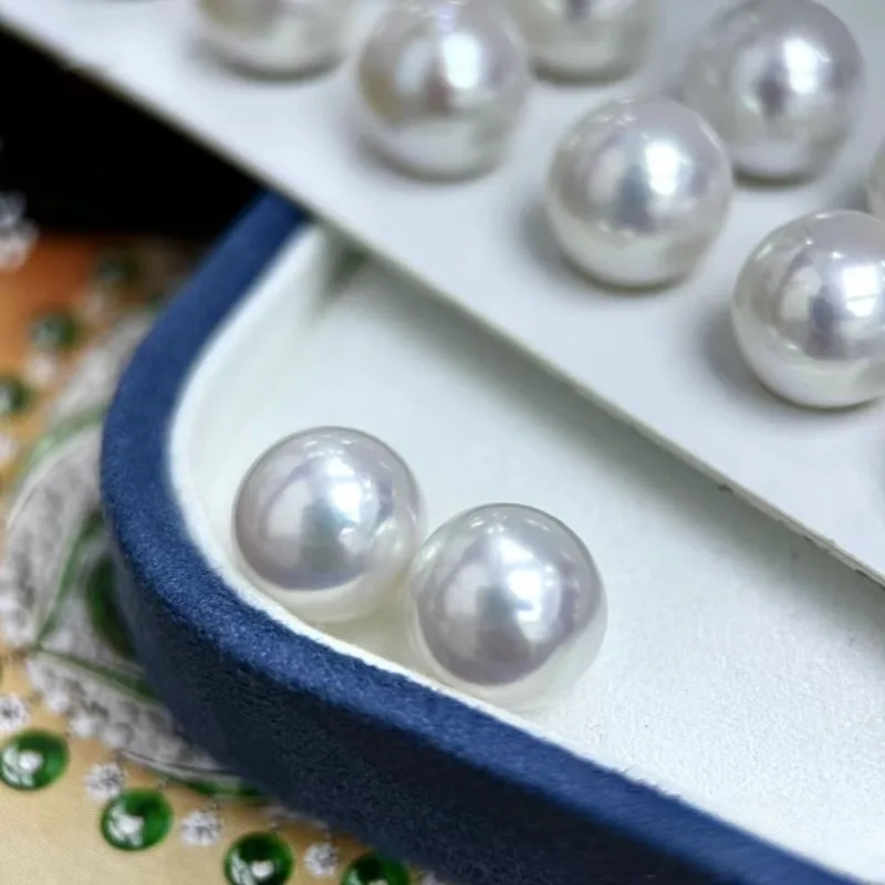 สินค้าใหม่ขนาดใหญ่คู่ 11-12 มม.ธรรมชาติ Sea White Pearl รอบหลวม Pearl ทําต่างหูเครื่องประดับของขวัญผู้หญิงหญิง