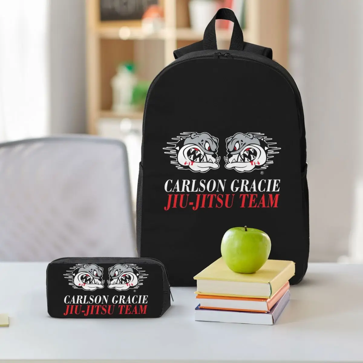 Carlson Gracie Jiu-Jitsu Team Logo Backpack Boys Girls BookBag School Bag Shoulder Bags 3ps Insulated Lunch Bag Pencil Case