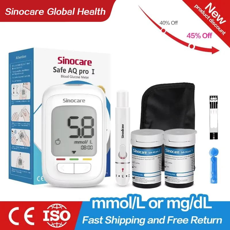 SANNUO Blutzuckermessgerät Safe AQ Pro Ⅰ Glukometer-Teststreifen Blutzuckermessgerät Medizinischer Diabetes-Tester (Set oder nur Teststreifen)