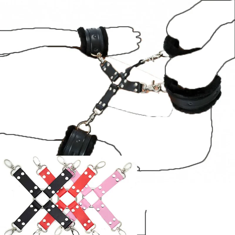 Sex Toys leather cross buckle tied shackles sex products,Handcuffs,leg irons,bdsm sex toys for couples handcuffs Hogtie,