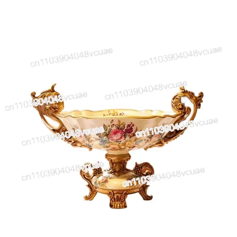 European Home Decoration American Retro Fruit Plate Home Living Room Coffee Table Ornament Large Luxury Fruit Pot Fruit Plate