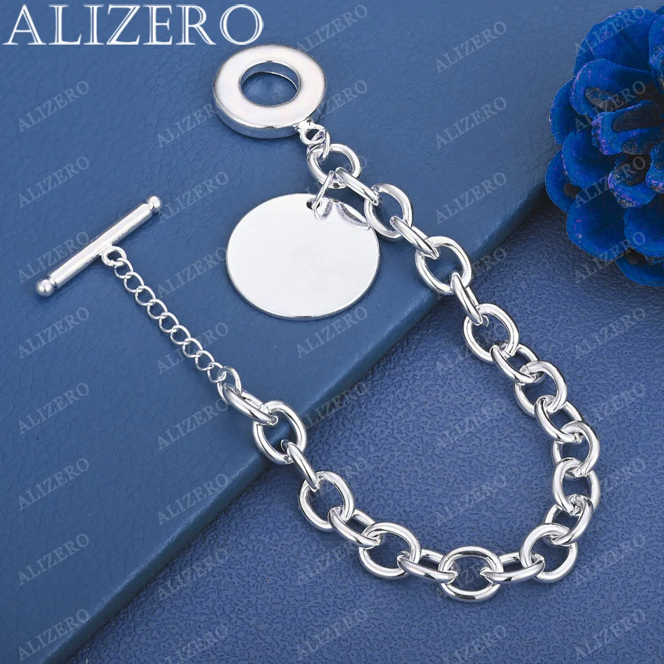 

Браслет-подвеска ALIZERO из стерлингового серебра 925 пробы, круглый, для женщин, модные ювелирные украшения, тренд для вечеринок, аксессуары-шармы