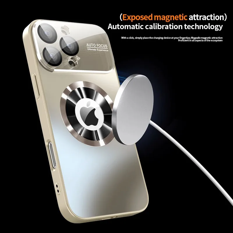 Funda de lujo mate de metal titanio para iPhone 17 16 15 14 13 12 Pro Max Plus, compatible con Magsafe, con protección de cámara de vidrio 5