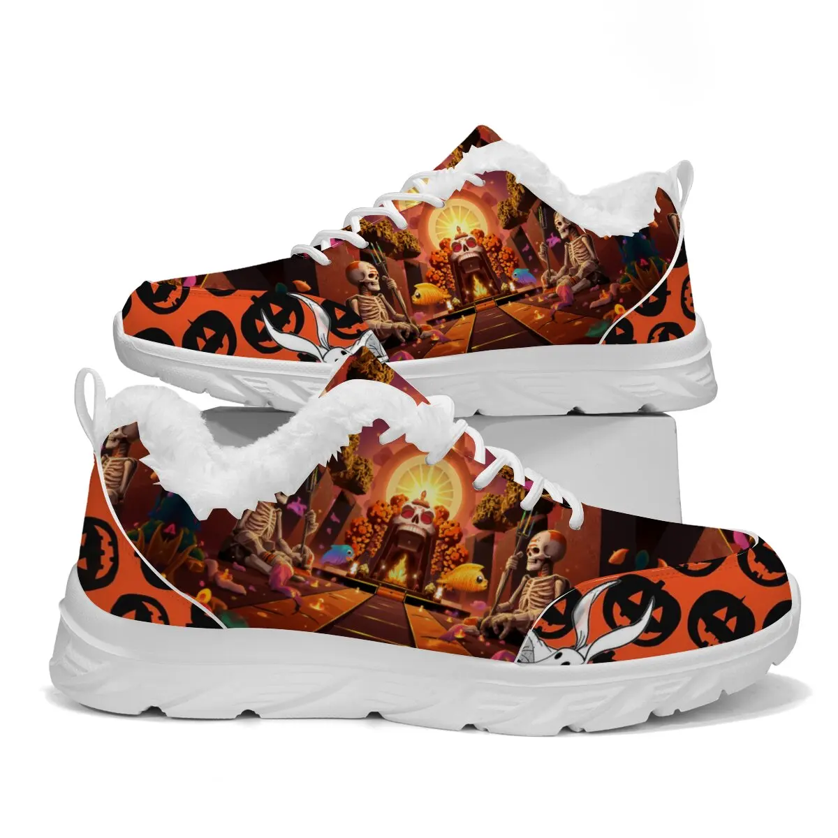 

Хэллоуин Злой Дьявол Тыква Рождественский мультфильм Цветной блок с узором Дизайн на шнуровке Легкая повседневная спортивная обувь с круглой головкой