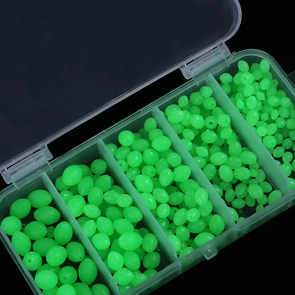 

Luminous Fishing Beads Glowing Beads Accessories 375Pcs Oval Soft Rubber Float Balls Lures Stopper For Tackle Rigs