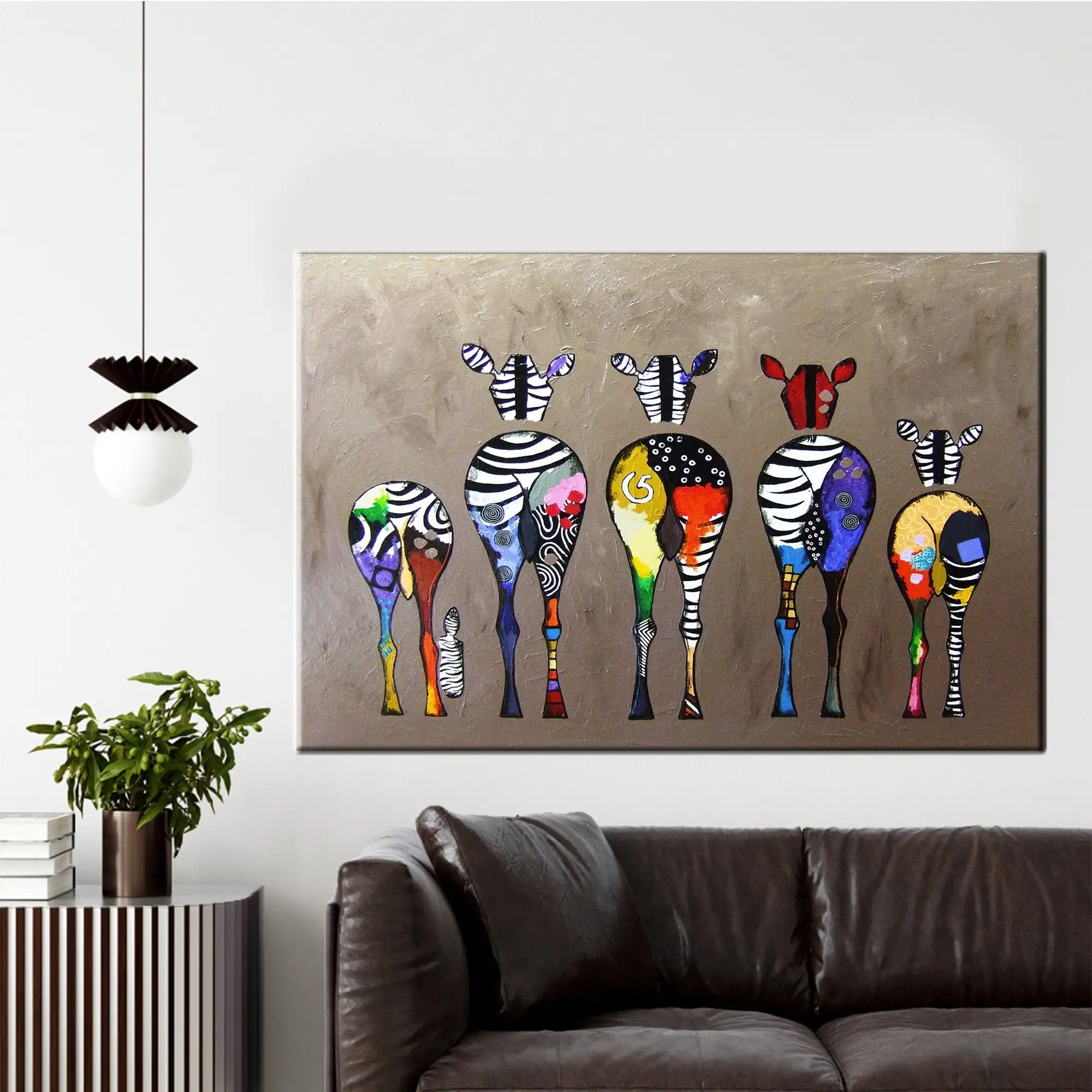 Banksy Abstract Zebra Art, Colorful Zebra Animal Canvas Painting Print, Poster for Living Room Bedroom Home Decor, No Frame.