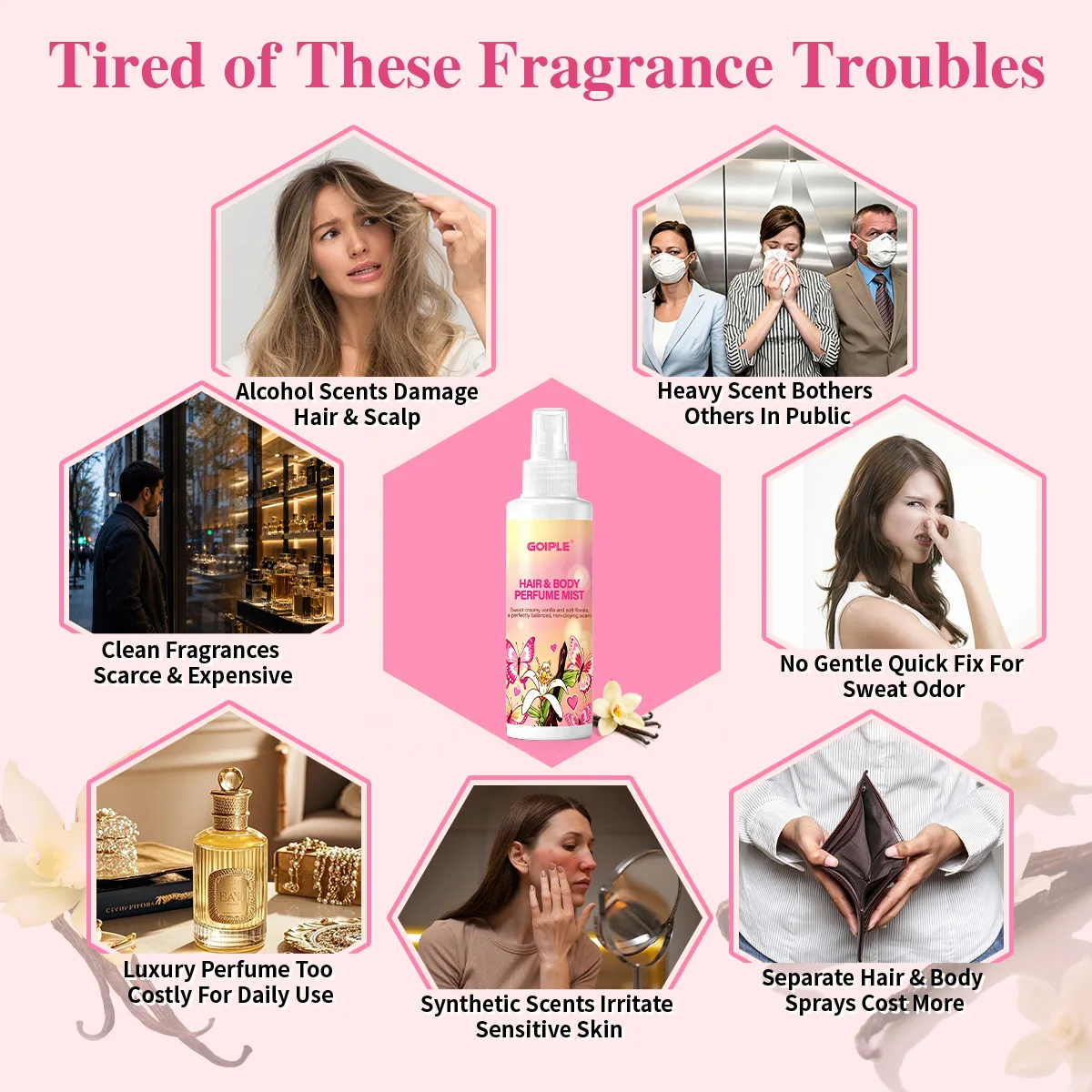 Hair & Body Perfume Mist Body Splash Skin-like Light Long-lasting Aroma Boost Hair Shine Natural Portable Clean Beauty Fragrance