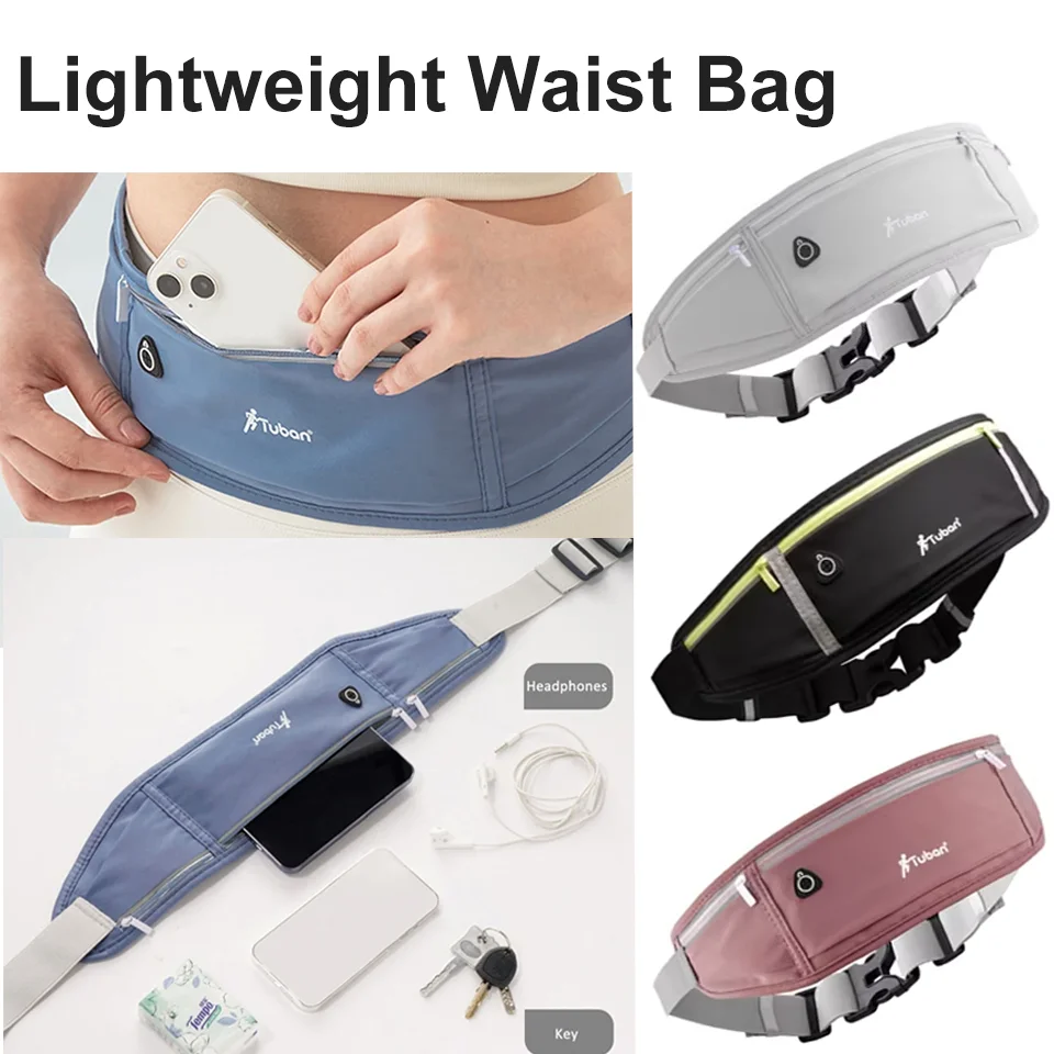 Sports Waist Pack Waterproof Fanny Pack Invisible Running Belt Waist Bag Wallet Adjustable Pouch Belt Portable Phone Holder Gym