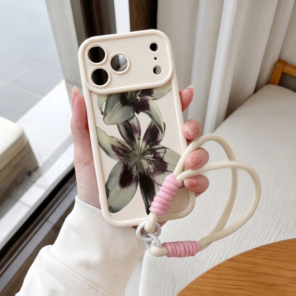 Handyhülle für Samsung Galaxy Note 20 S25 S26 Plus S24 S23 FE S25 S24 Ultra A57 A07 5G Dunkeltonierte Lilien Lanyard Silikonhülle – Detail 4