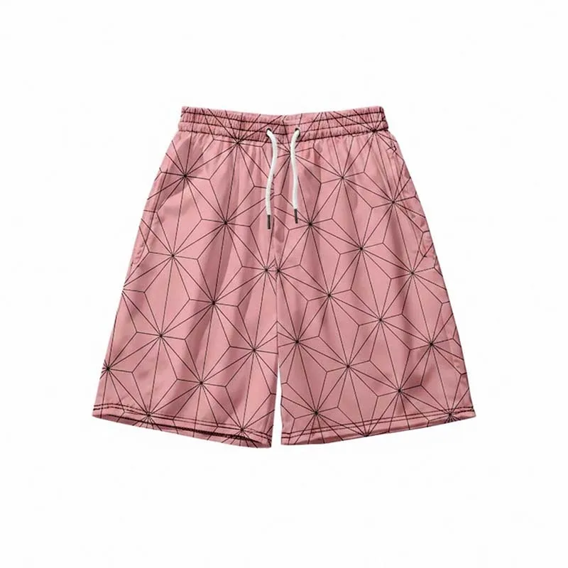 Anime Kamado Tanjirou Cosplay Shorts Tomioka Giyuu Kamado Nezuko 3D Print Beach Shorts Elastic Waist Outfits for Men view 6