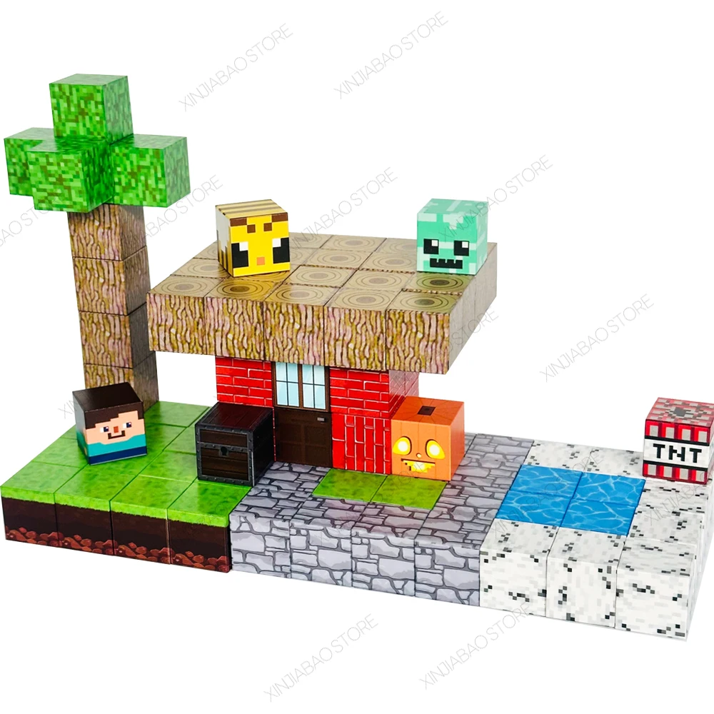 100pcs Magnetic Blocks Magnet Cubes Toys Stacking Forest World Set Stem Montessori Sensory Toys For Kids