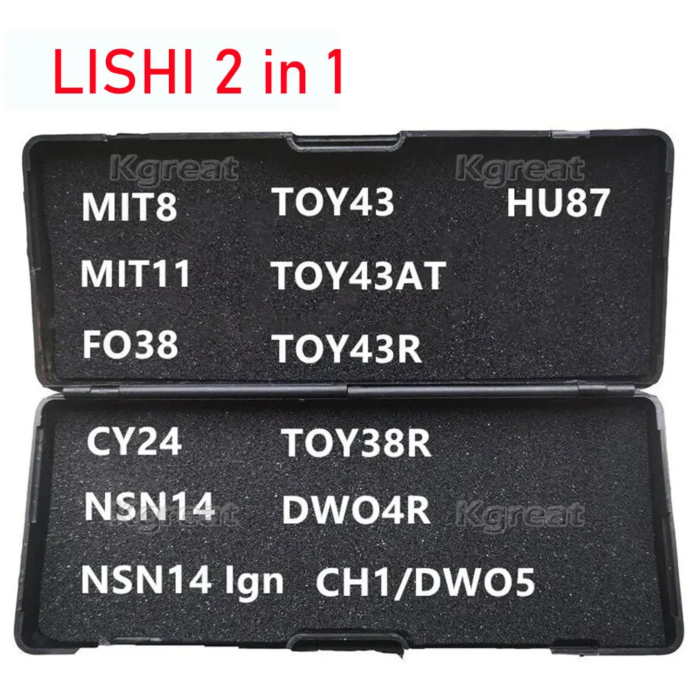 Hot Lishi 자동차 열쇠용 자물쇠 세공 도구, MIT8 MIT11 FO38 CY24 NSN14 TOY43 TOY43AT TOY43R TOY38R DWO4R DOW5 CH1 HU87, 2 in 1 도구