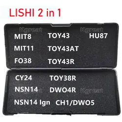 Hot Lishi 2 In 1 2in1 Tool MIT8 MIT11 FO38 CY24 NSN14 TOY43 TOY43AT TOY43R TOY38R DWO4R DOW5 CH1 HU87 Locksmith Tool for Car Key