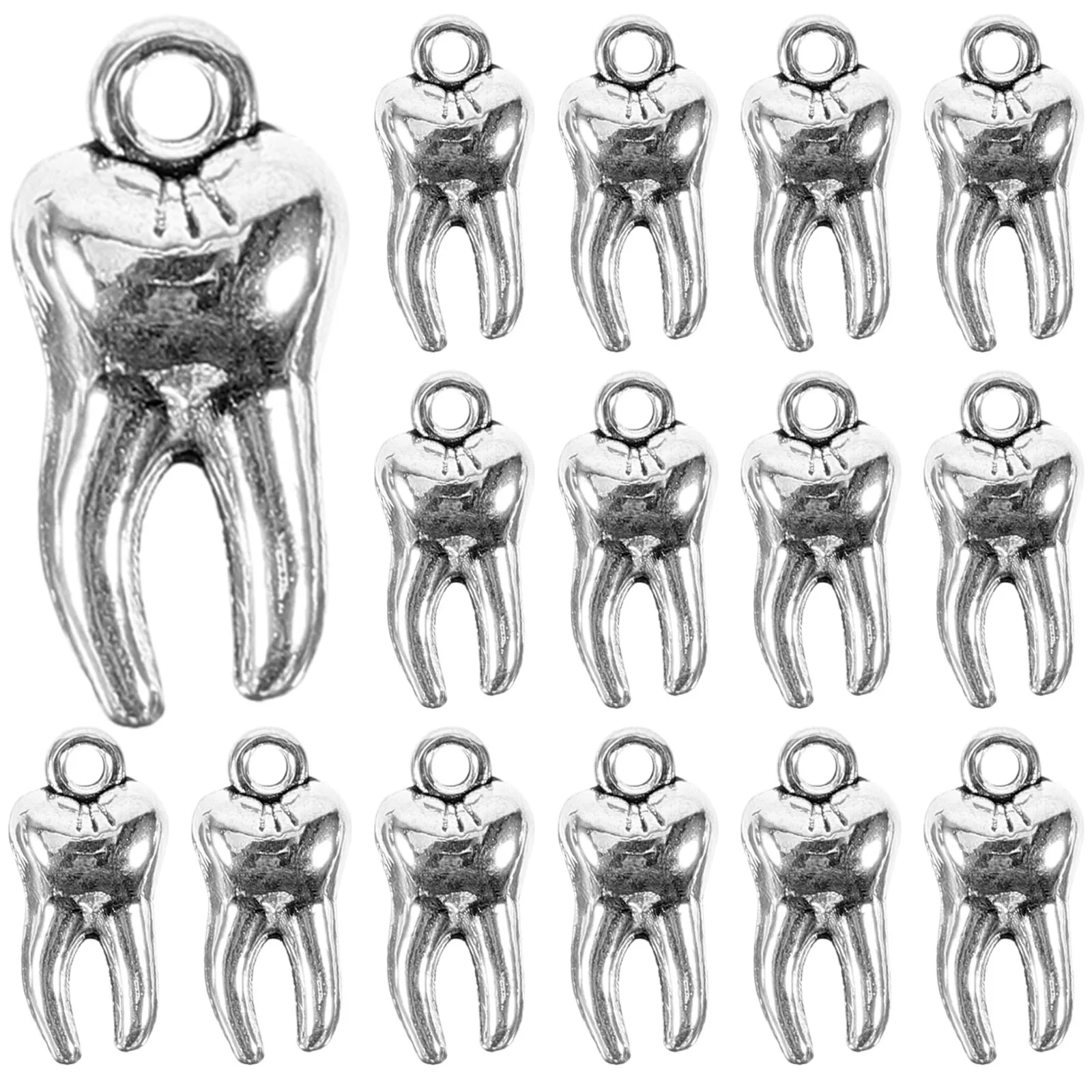 

50pcs Teeth Pendant Charms Artificial False Tooth Zinc Alloy Necklace Bracelet Earrings Making Accessories Jewelry Decorative