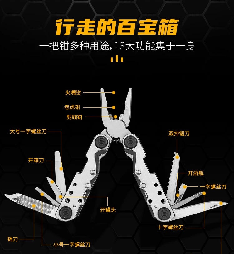 13 in 1 Multifunctional Mini Multitool Folding Plier Multi Knife Hand Tools EDC Camping Outdoor Tactical Knife