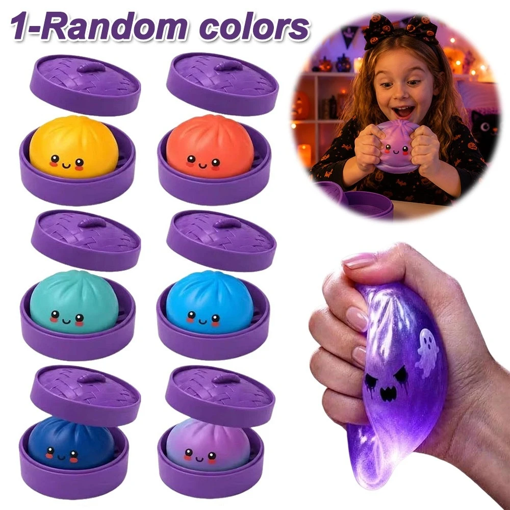 Halloween Simulation Bun Squishy 8.5cm Squeeze Sensory Fidget Stress Relief Food-shaped Squishy With Random Hidden Collectible