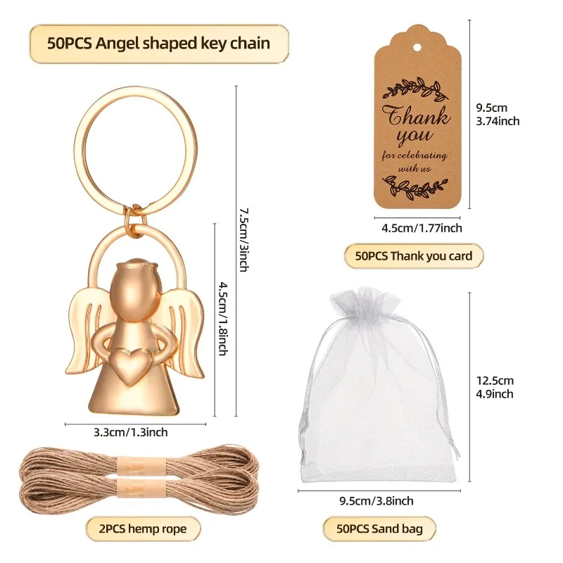 24Piece Gold and Silver Angel Keychain Set Christening, Wedding, Party Gifts Guest Favors, Souvenirs, and Birthday Party Gifts