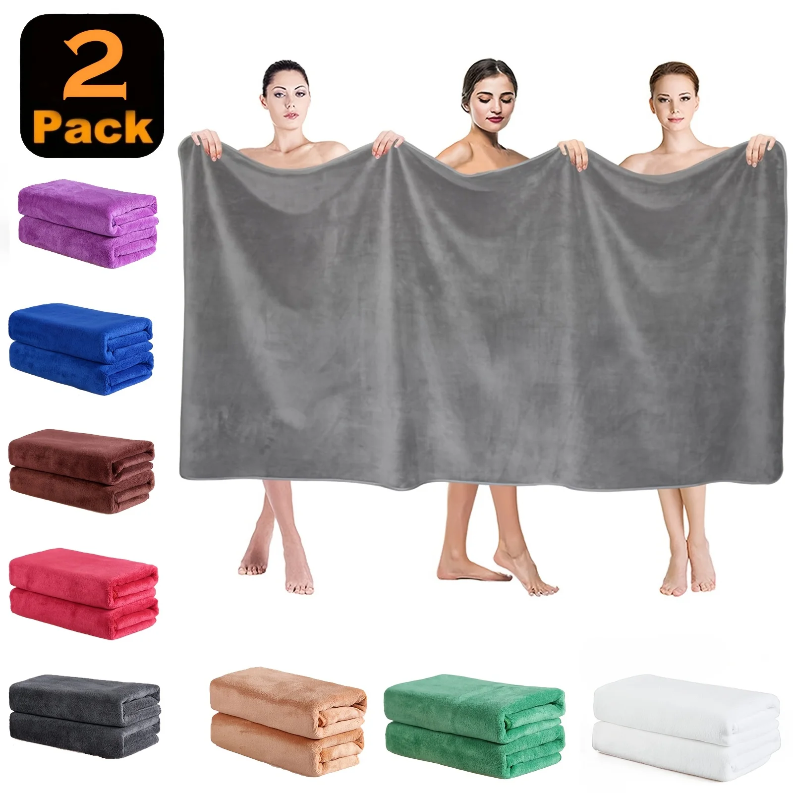 

Solid Color Oversized Bath Towel Set Soft Thickened Absorbent Shower Towels Fast-Drying Fade-resistant Versatile Towel Set