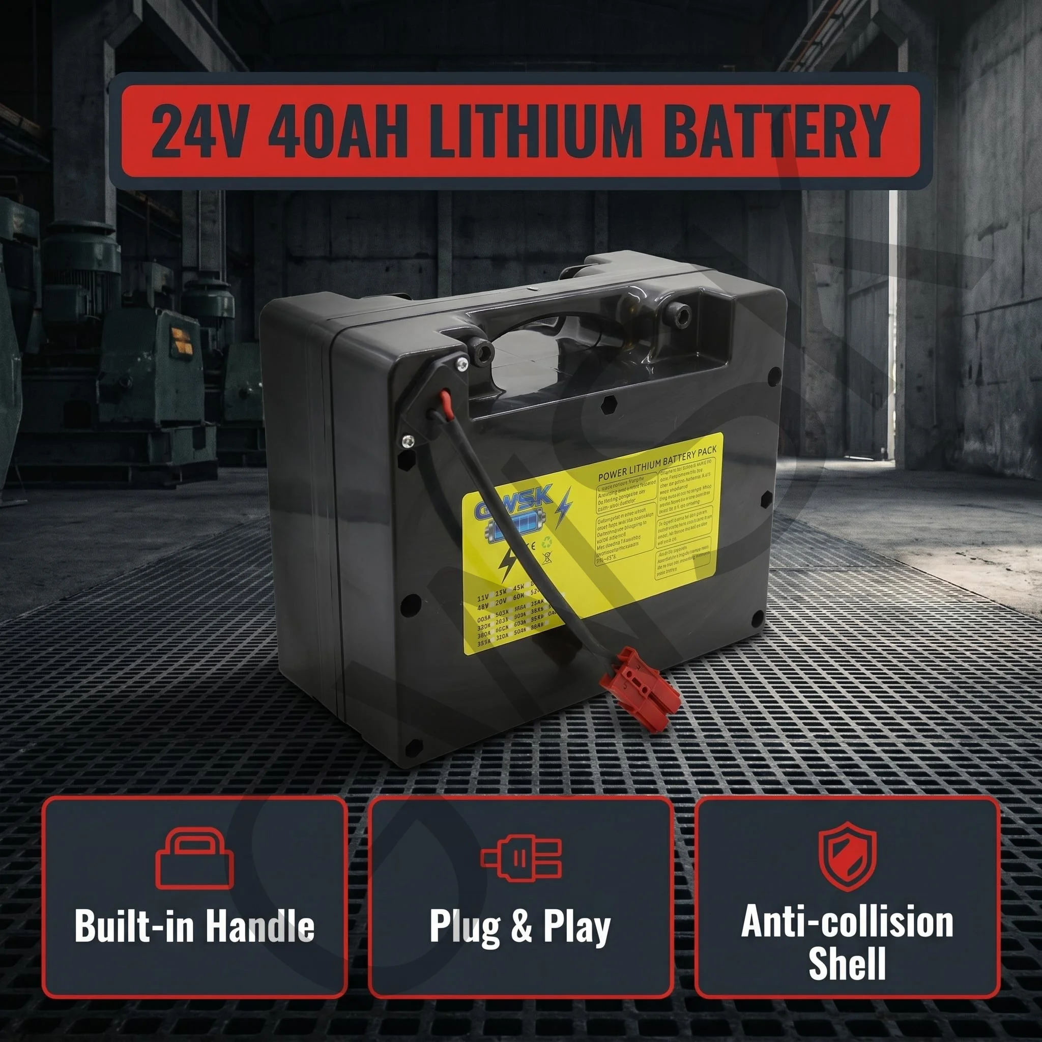 24V Wheelchair Battery, 20-70Ah, 18650 Cells with BMS Protection